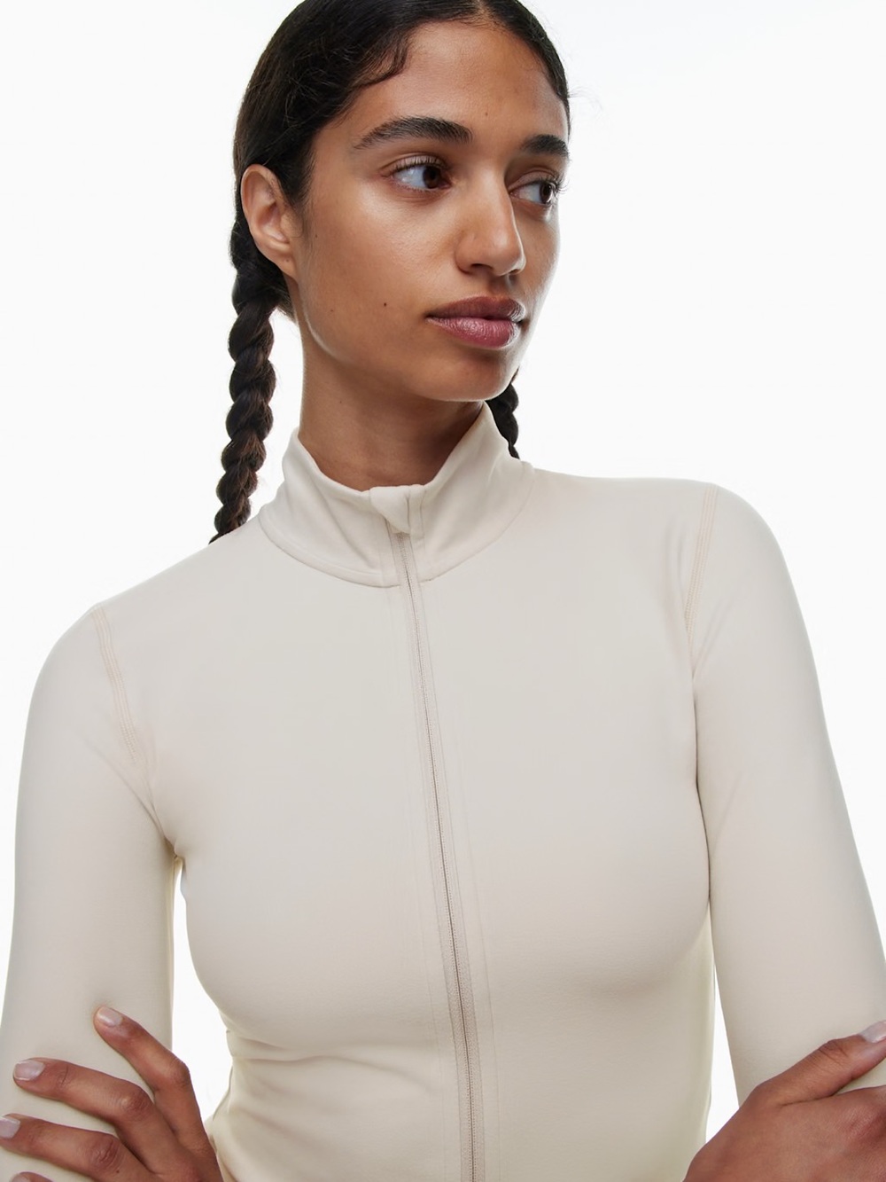 TNA BUTTER LIMIT ZIP UP - matte pearl/size small
